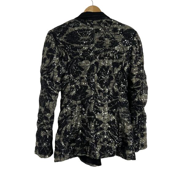 Rotate Birger Christensen Augustina Black Jacquard Sequin Blazer Size 4 - Picture 10 of 16
